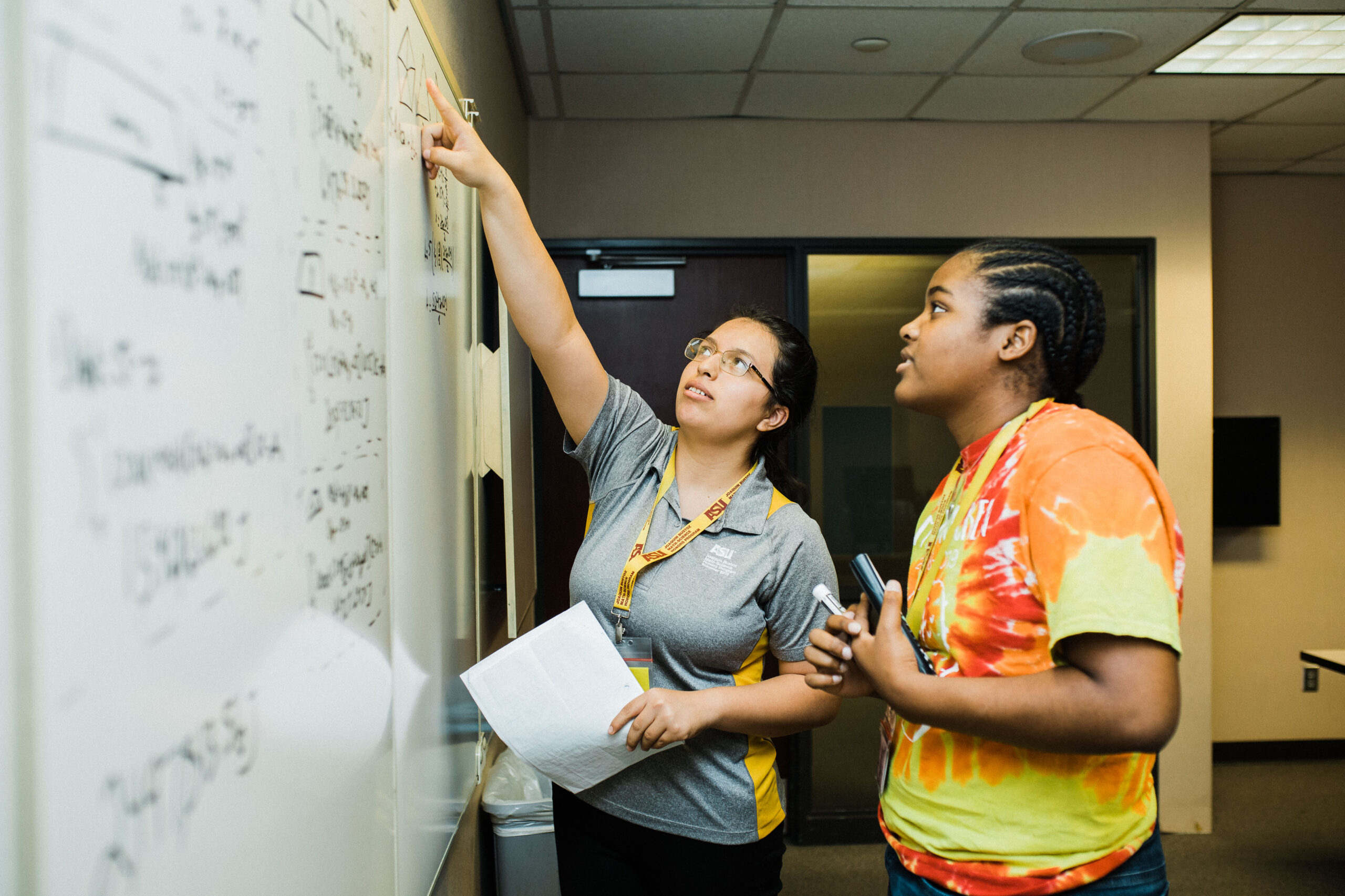 student learning with educator